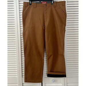 NWT Coleman Men's Fleece Lined Stretch Tear Resistant Work Pant 40 X 30 Khaki